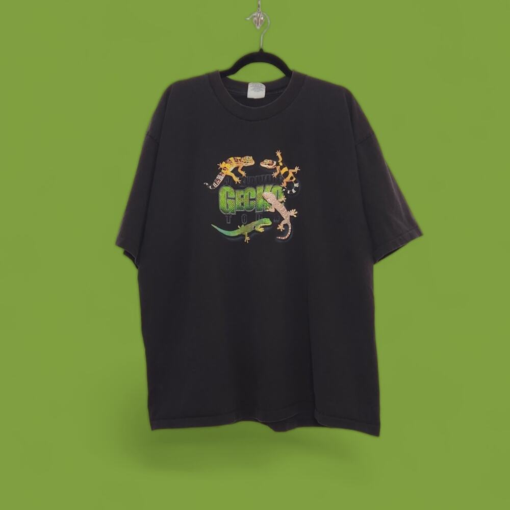 Vintage Gecko World Tour Nature Animal 2XL Black Alore y2k 00s VTG Shirt